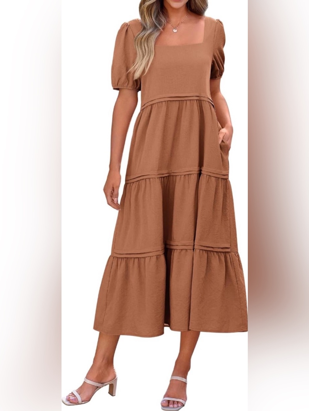 Tiered Maxi Dress in Warm Brown - Relaxed Women’s Maxi